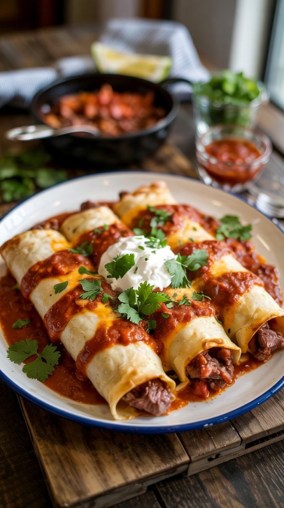 Beef and Cheese Mexican Enchiladas Recipe