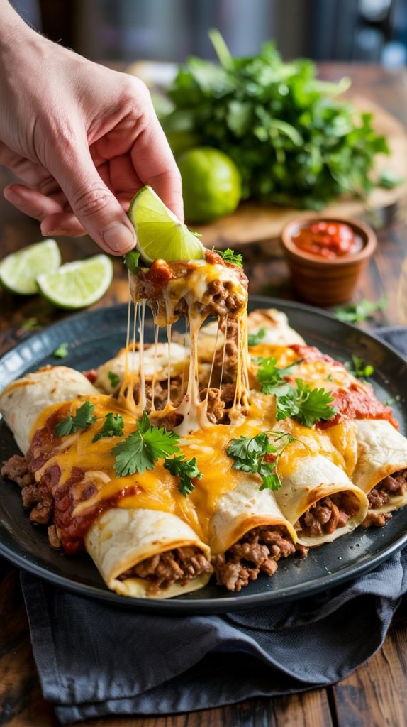 Cheesy Ground Beef Enchiladas Recipe