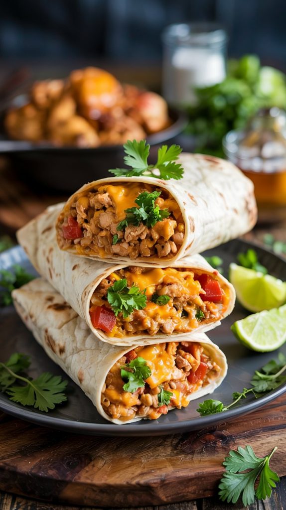 Cheesy Ground Chicken and Rice Burritos Recipe