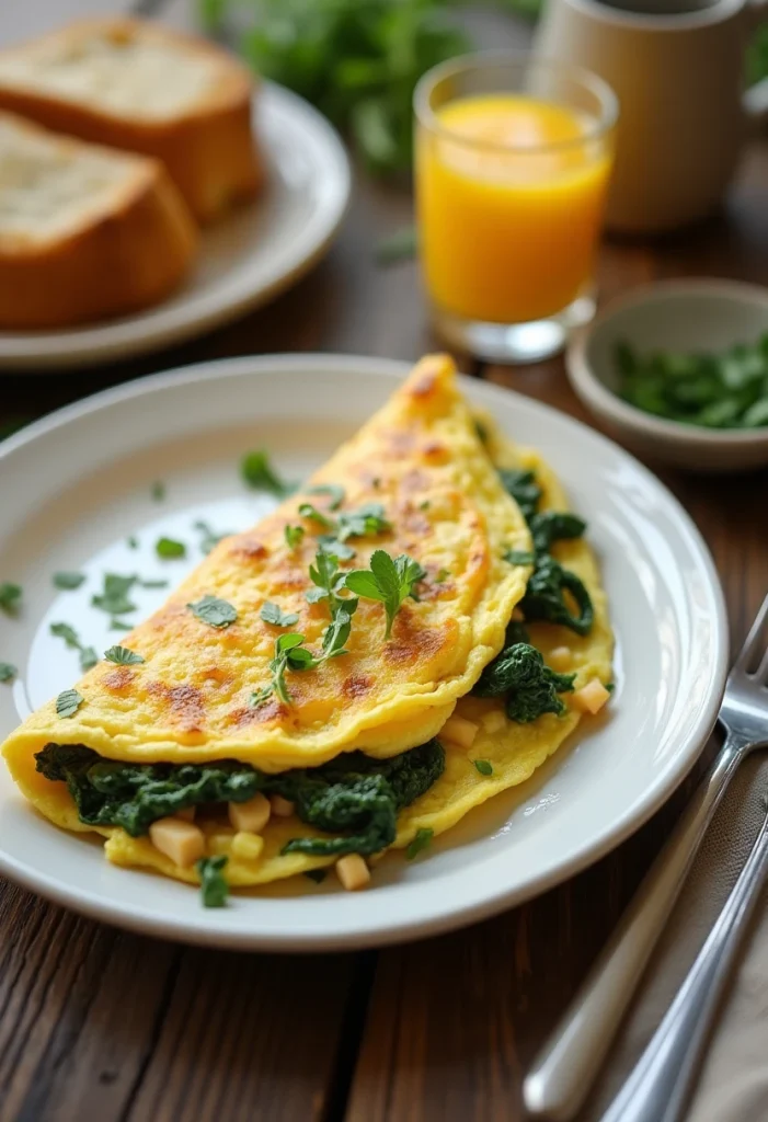 Cheesy Spinach Omelette Recipe