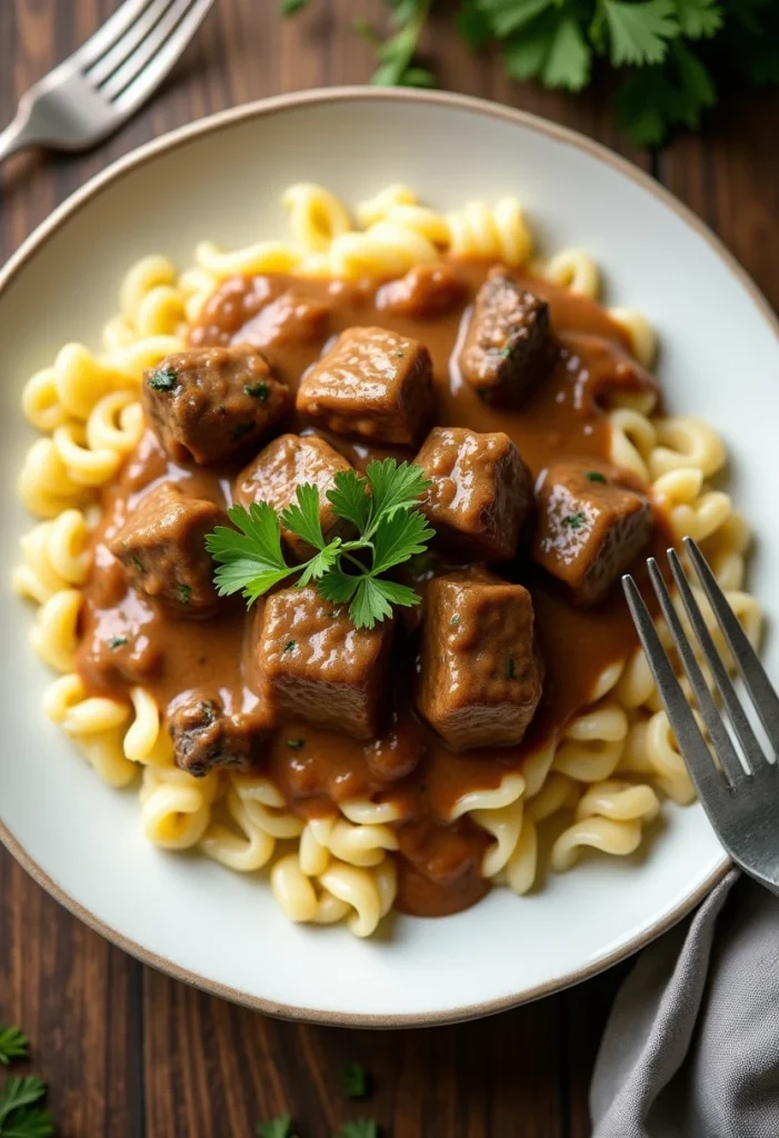 Creamy Beef Tips with Egg Noodles