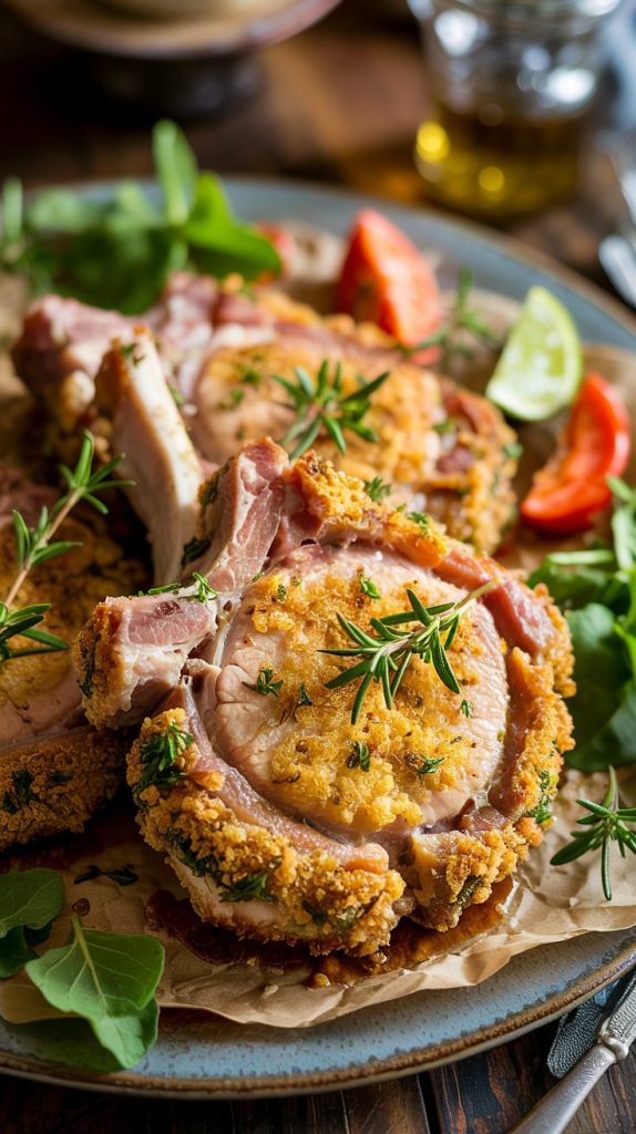 Crispy Herb Breaded Pork Chops recipe