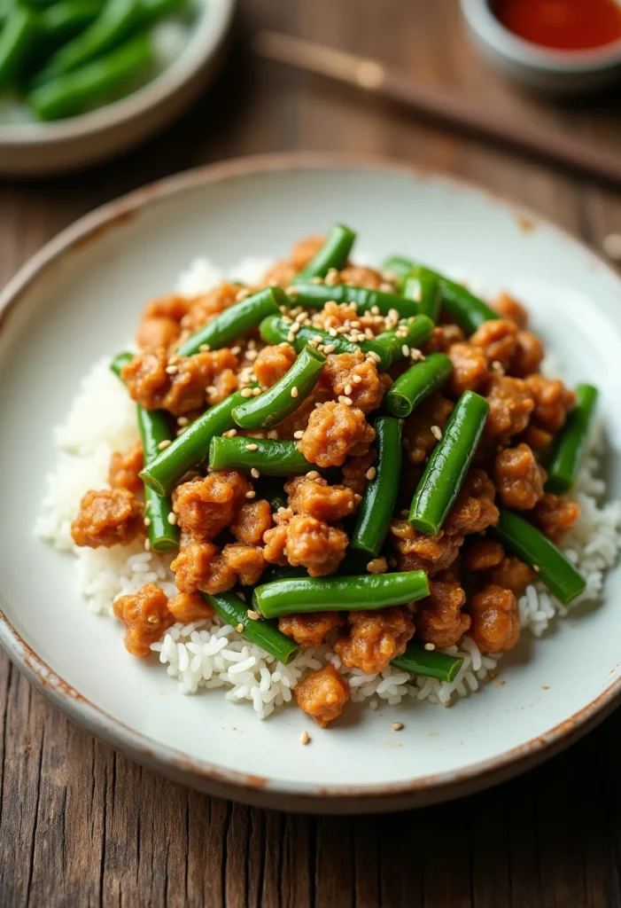 Ground Chicken and Green Bean Stir Fry