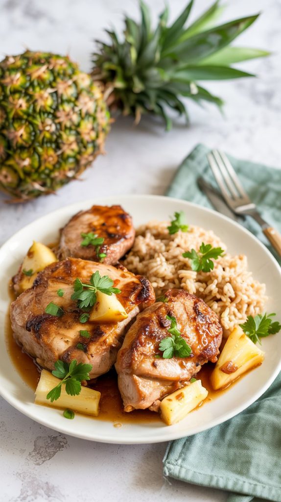 Pineapple Pork with Coconut Rice recipe