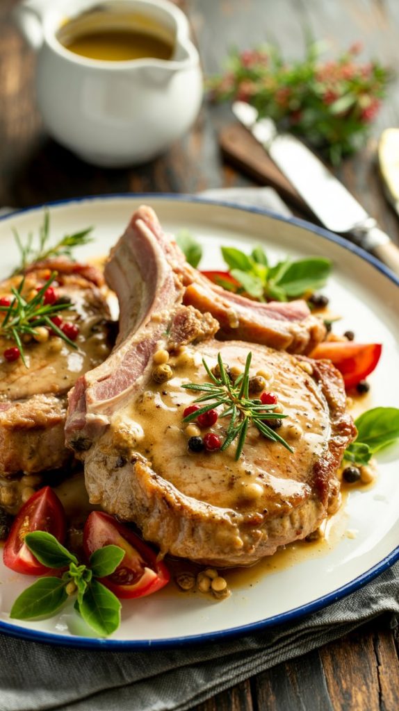 Pork Chops with Peppercorn Sauce recipe