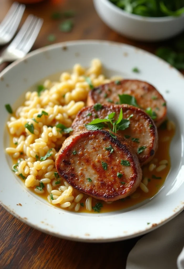 Pork Tenderloin Medallions with Orzo