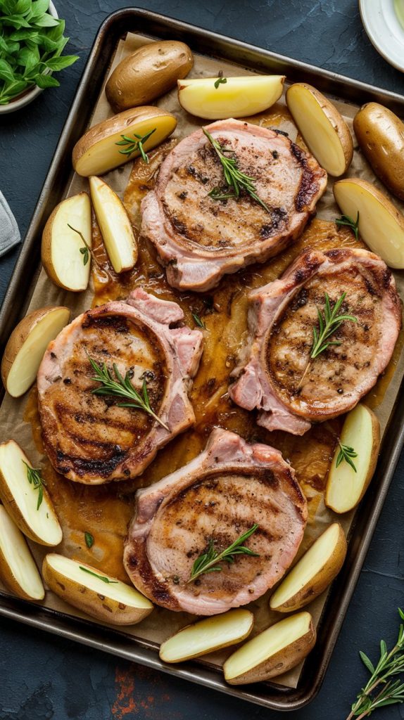 Sheet Pan Pork Chops and Potatoes recipe