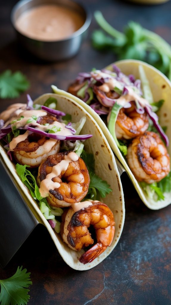 Blackened Shrimp Tacos with Slaw recipe