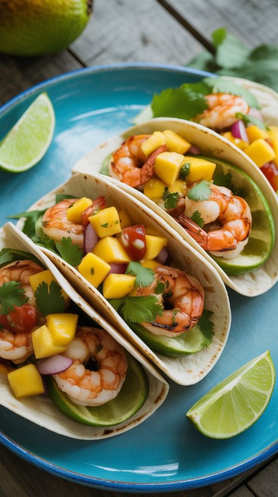 Grilled Shrimp Tacos With Mango Salsa recipe