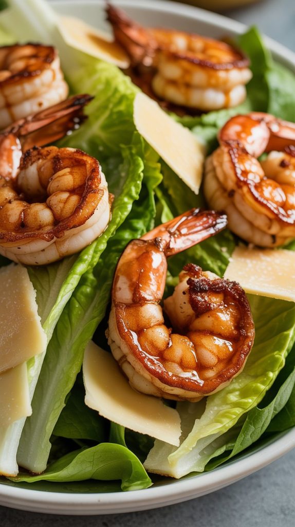 Hot Honey Blackened Shrimp Caesar Salad Recipe