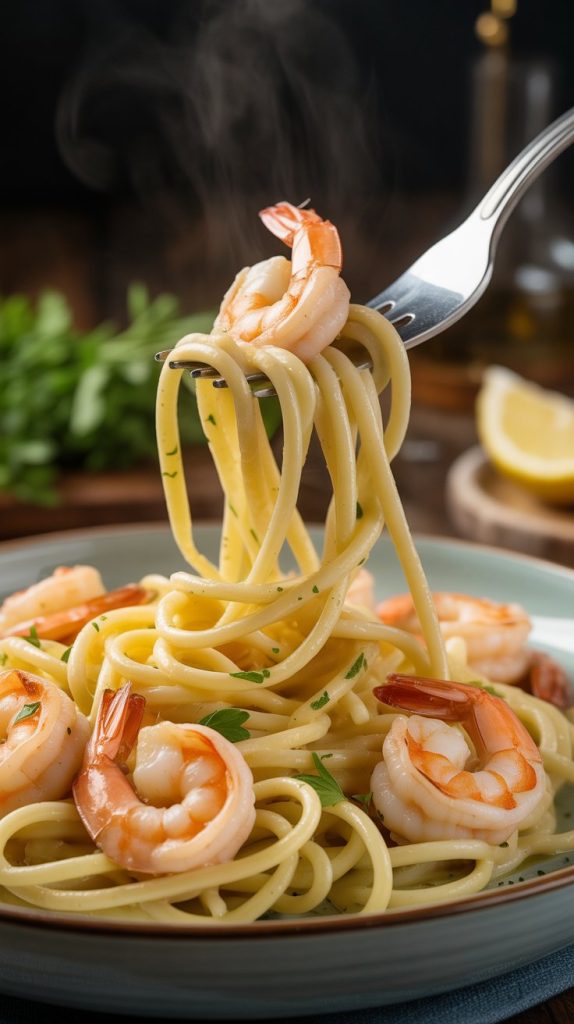 Lemon Garlic Shrimp Scampi Pasta Recipe