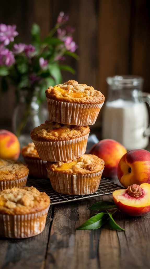 Fresh Peach Crumb Muffins recipe