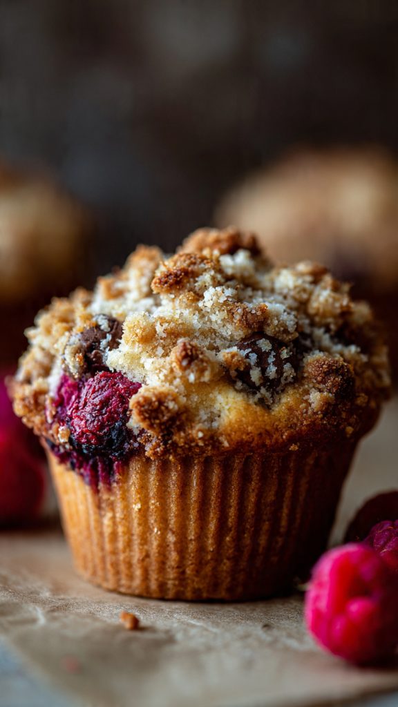 Raspberry Chocolate Chip Muffins with Crumble Topping Recipe