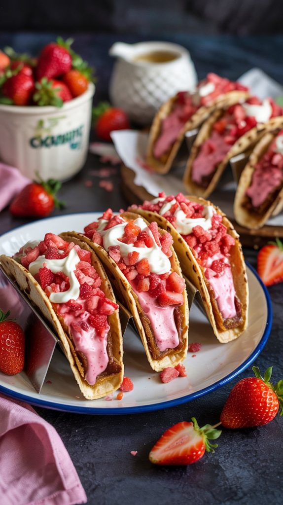 Strawberry Crunch Cheesecake Tacos Recipe