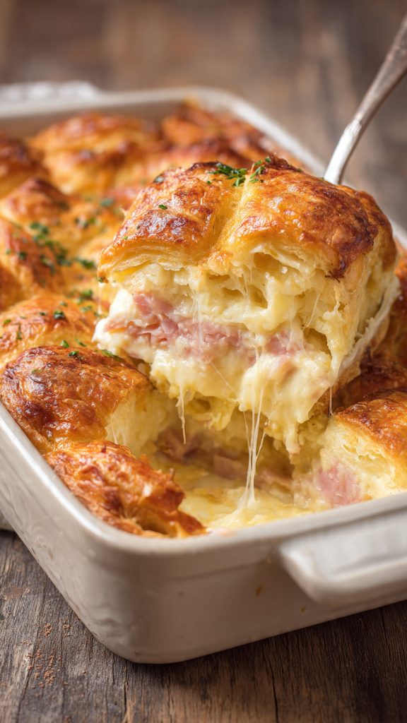 Ham And Cheese Croissant Casserole