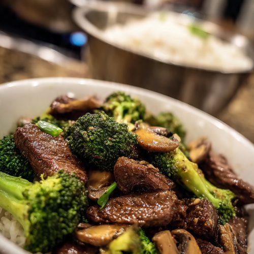 Beef And Broccoli And Mushrooms