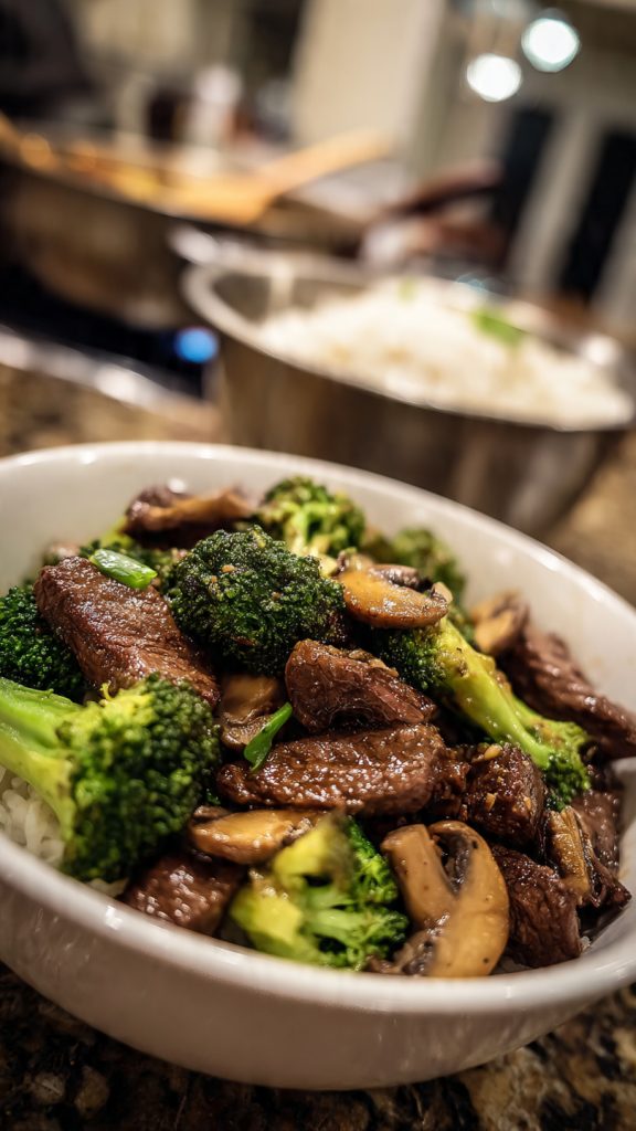 Beef And Broccoli And Mushrooms