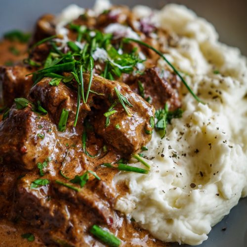 Beef Stroganoff And Mashed Potatoes