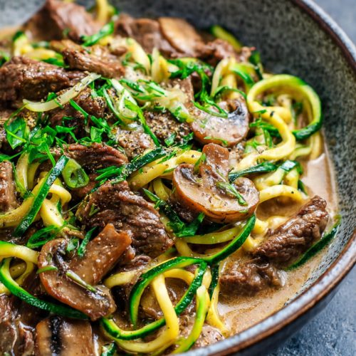 Beef Stroganoff With Zucchini Noodles